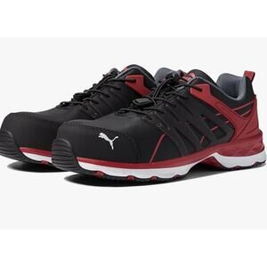 PUMA Men's Velocity 2.0 Safety Work Shoes Sneaker 9.5 Black Red Comp Toe SR SD